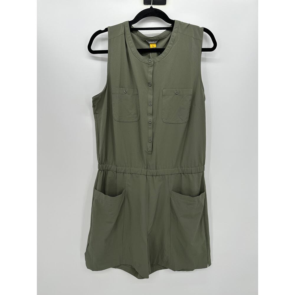 Eddie Bauer Utility Romper Women Sz L Green Outdoors Lightweight Pockets NWT